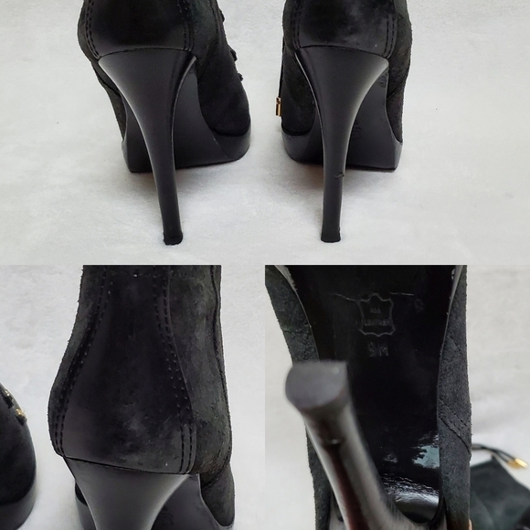 TORY Burch Halima Gray Camel Suede Gold Accent Lace-up Platform Ankle Booties 9M - Picture 14 of 15